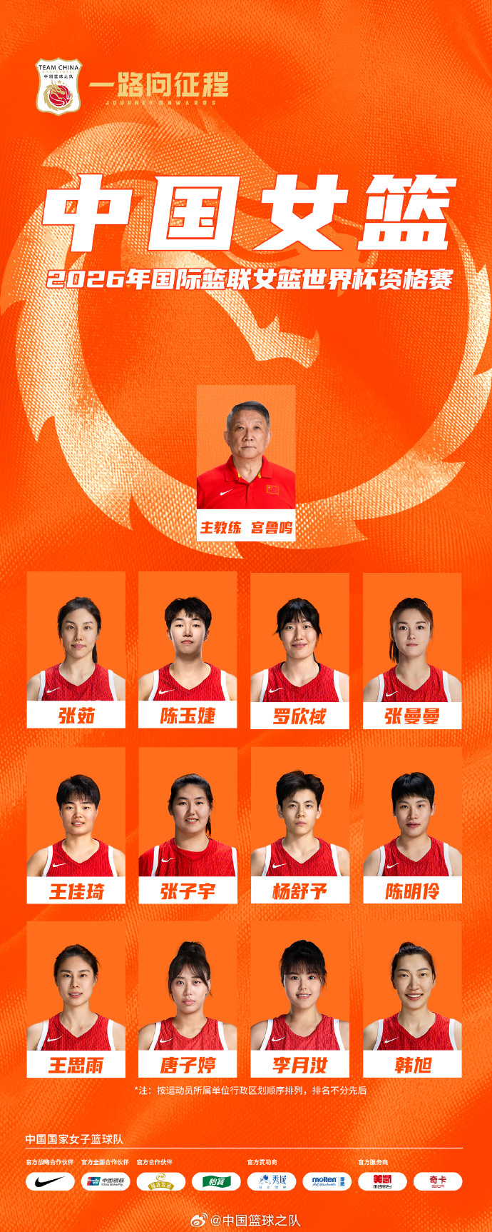 爱游戏体育-中国女篮世资赛12人名单：韩旭李月汝张子宇三塔 王思雨+杨舒予
